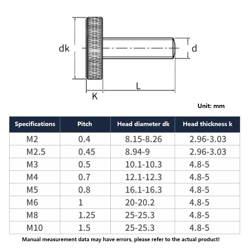 M2 M2.5 M3 M4 M5 M6 M8 M10 GB835 304 Stainless Steel Knurl Flat Head Hand Tighten Thumb Screw Curtain Wall Glass Thumb Bolts