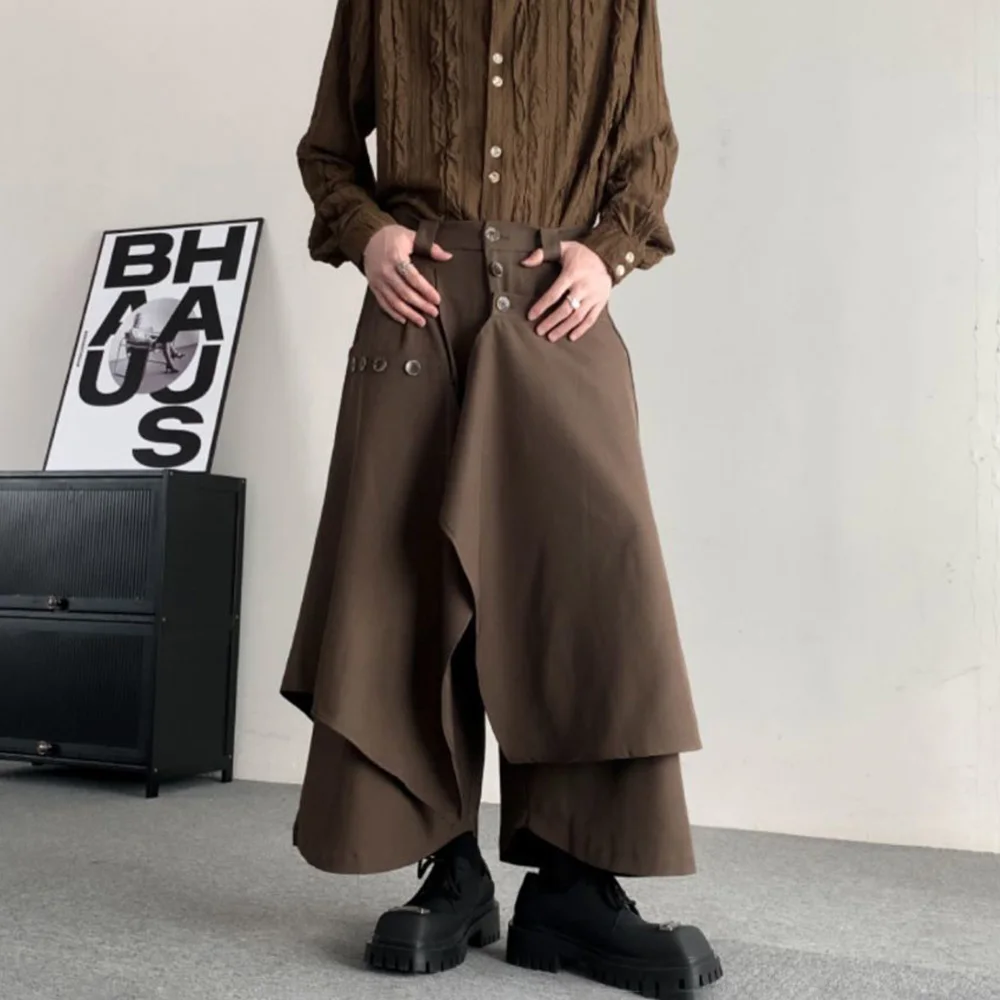 Y2k doppels chichtige unregelmäßige lässige Rockhose geschlechts lose japanische Streetwear Seitens aum Design vielseitige Samurai Rock Unisex