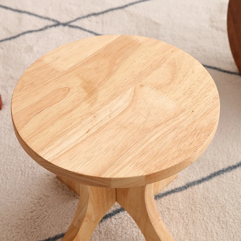 Solid Wood Stool Modern Simple Oak Mini Table Stool Creative Log Small Bench Retro Home Living Room Low Round Chair Decoration