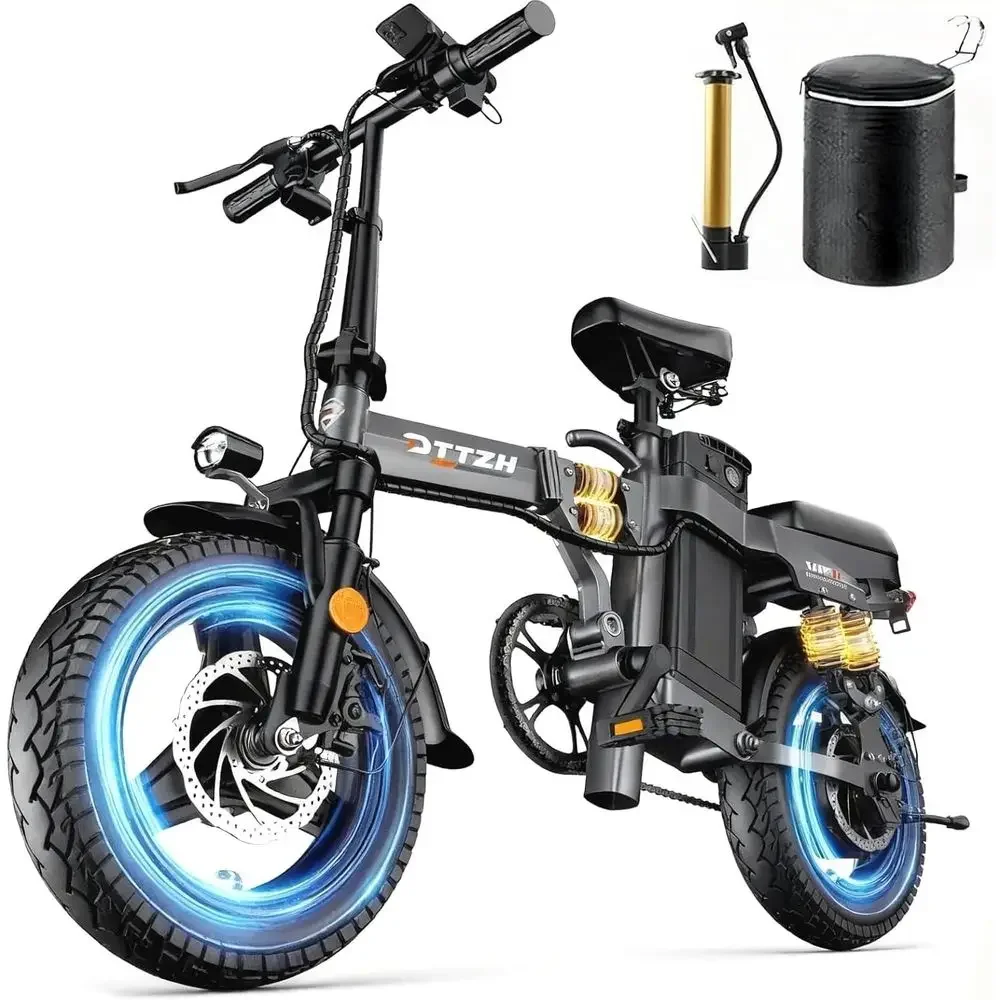 

1000W 28MPH Keyless Ignition Electric Bike, 48V 15Ah Battery, 60-Mile Range, 14 Adult Commuter E-Bike, UL2849 Certified