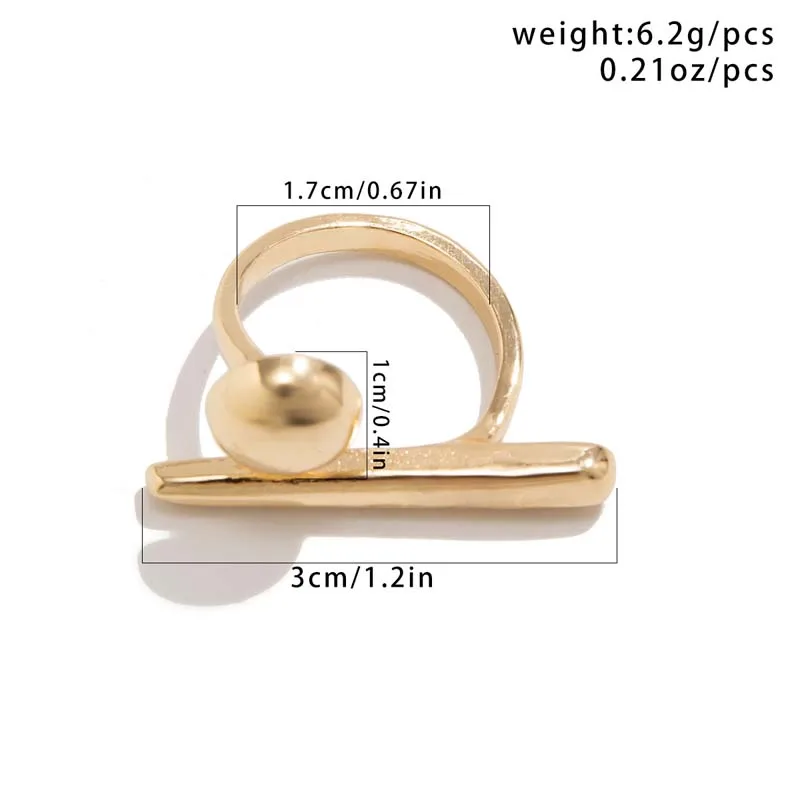 Creative Irregular Geometric Ball Open Ring for Women Men Punk Gold Color Line Adjustable Couple Finger Ring Jewelry Accessories image 6