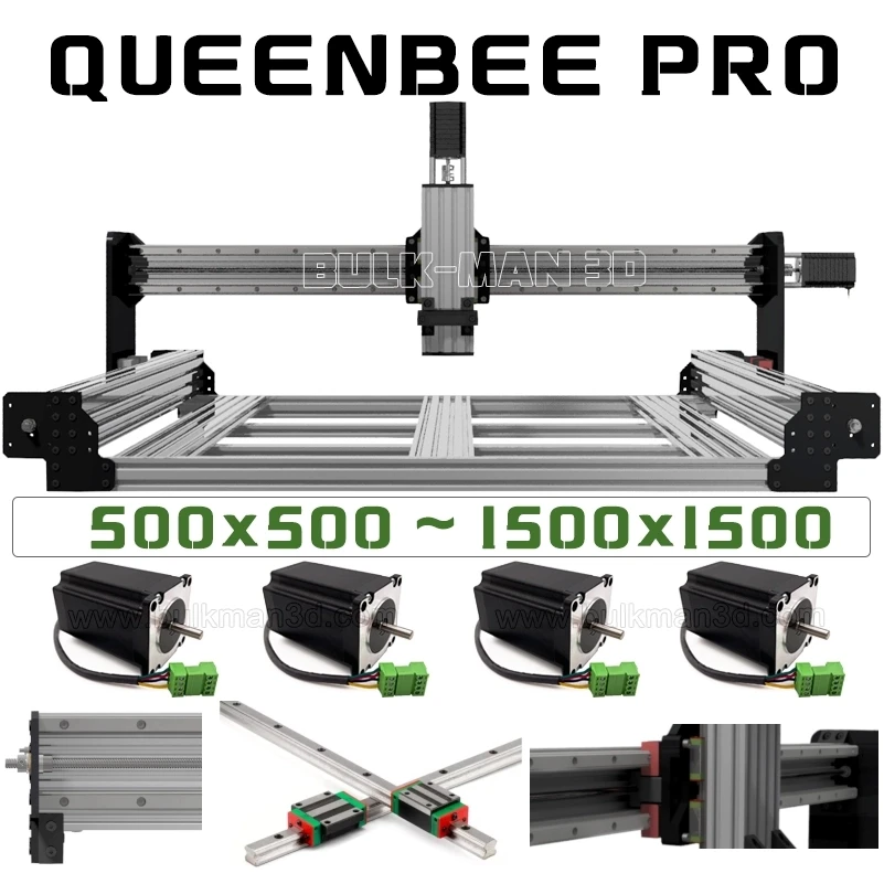 20%off BulkMan 3D QueenBee PRO CNC Mechanical Kit Linear Rail Upgraded with Tingle Tension System Screw Driven 4 Axis Engraver