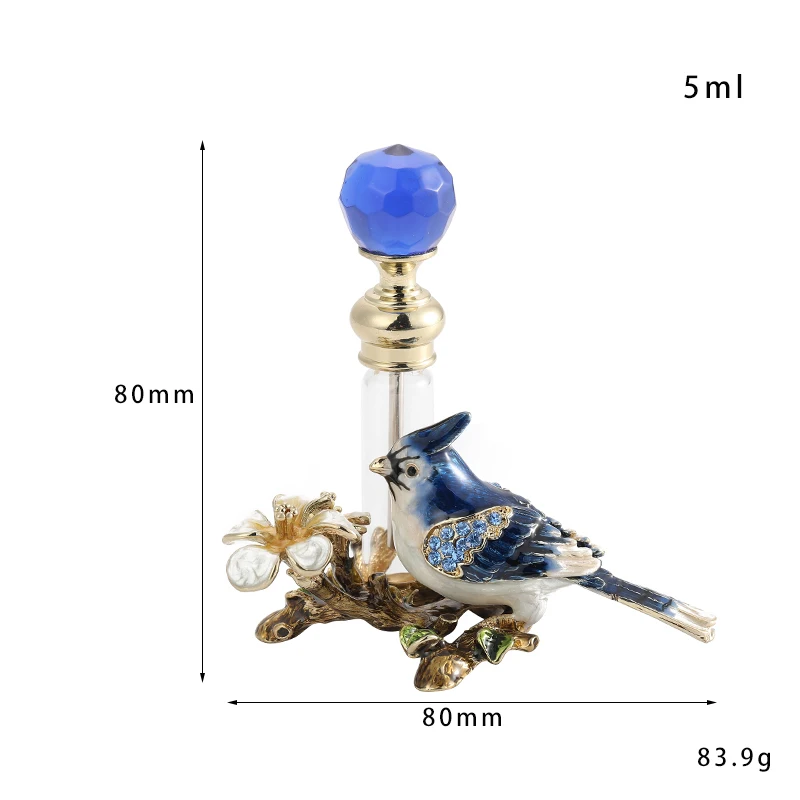 Vintage Metal Bird Glass Empty Perfume Bottle Container 4ml Refillable Bottles Home Decor Ornaments Crafts Ladies Gift