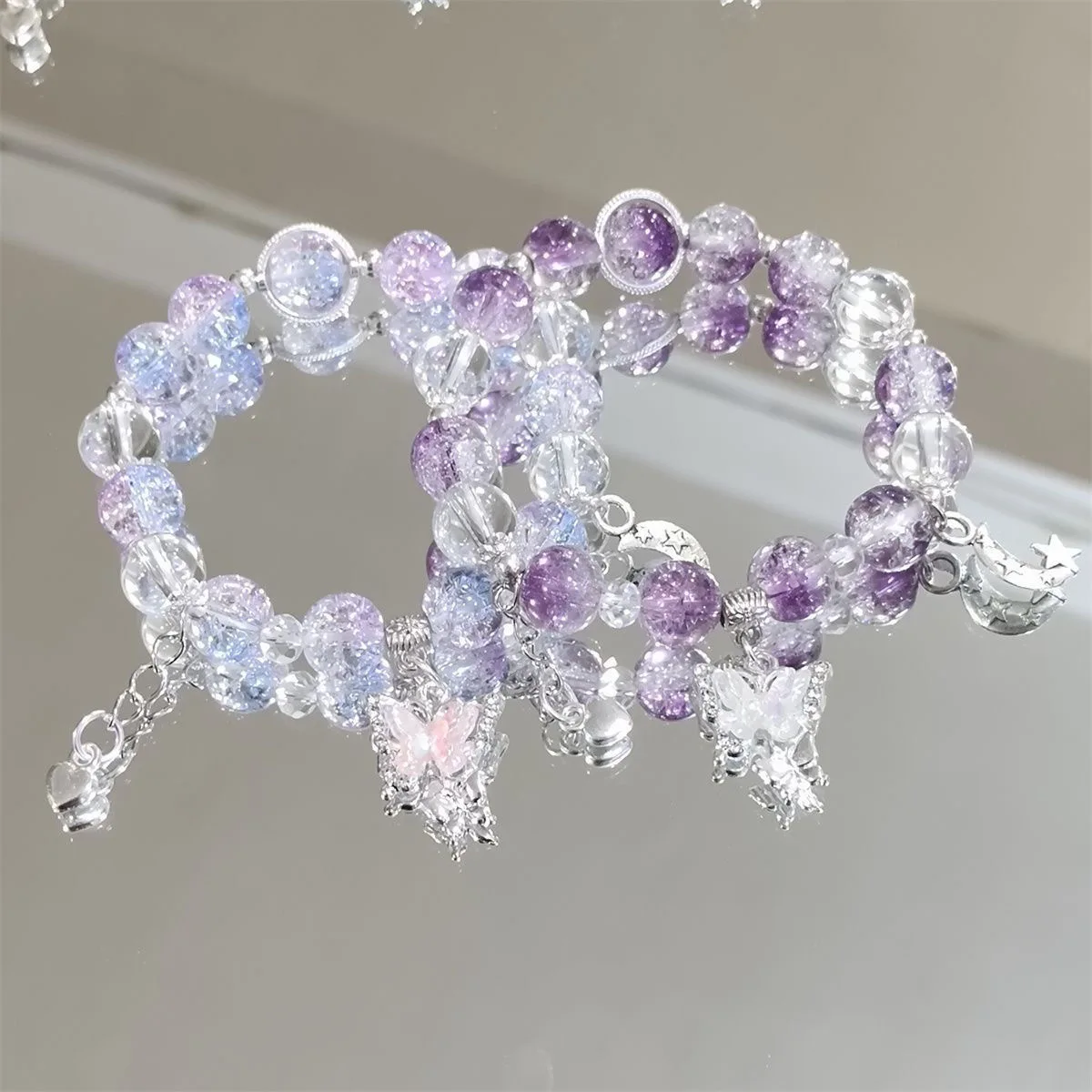 Purple Crystal Butterfly Bracelet, Women's