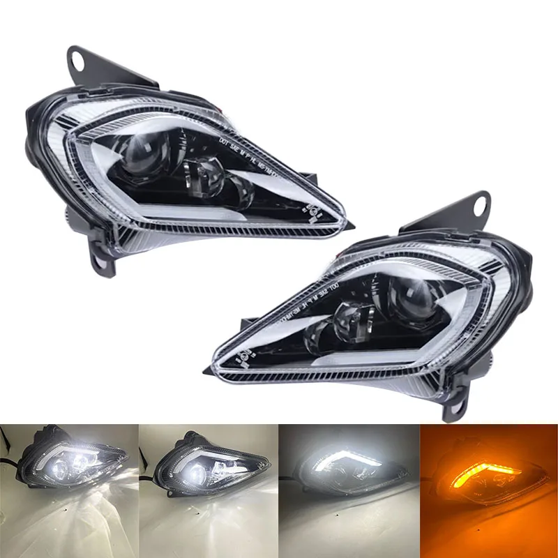 E-MARK LED Headlights for Yamaha Raptor 700 700R YFZ450 YFZ450R YFZ450X Wolverine 450 350 Adjustable Turn Signal Light