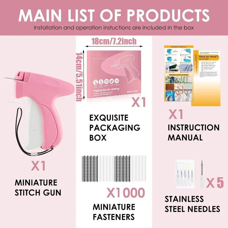 Price Tagging Gun for Clothing, Standard Retail Price Tag Attacher Gun for Clothes with 5 Needles & 1000pcs 2' Barbs Fasteners view 6
