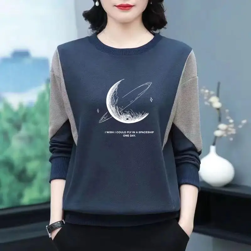 

Thickened German Velvet Long Sleeve T-Shirt Warm Fashionable Base Shirt Sweatshirt for Mom Middle-Aged And Elderly People