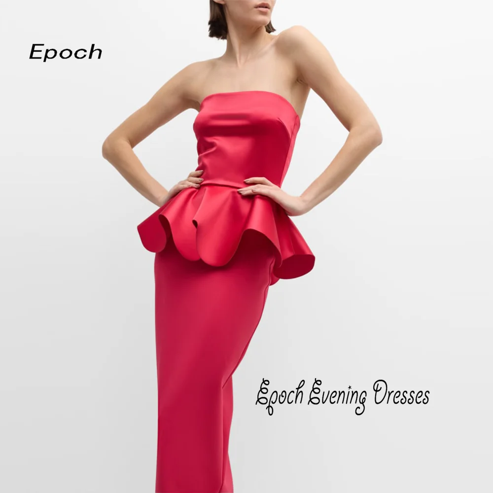 Epoch-Vestido largo de noche de satén para mujer, elegante vestido de fiesta de cóctel recto sin tirantes, Sexy, Arabia, 2024