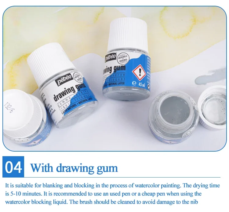 Pebeo Aquarell-Markierungsstift, blanko, zum Zeichnen, Zahnfleisch, 0,7 mm, 4 mm, Aquarell-Flüssigkeit, Kunst-Abdeckungsstift, Frankreich, Verlassen, Weiß, Kunstbedarf, DIY – Detail 7