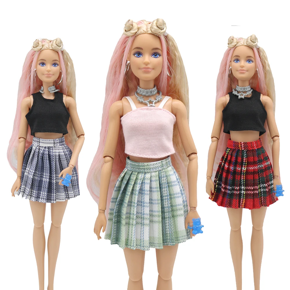 

Doll clothes dress New 30cm 1/6 Doll suspenders top and JK Dress set Daily Wear Accessories Clothes for Barbies doll