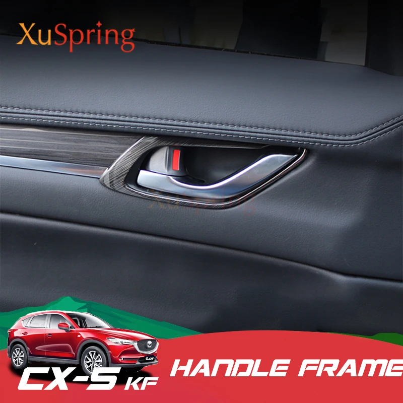 Car Inner Door Handle Handrail Frame Cover Trim Stickers Accessories For Mazda CX-5 CX5 2017-2019 2020 2021 2022 2023 2024 KF