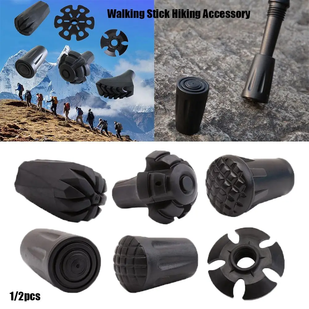 9 styles Adjustable Telescopic Pole Replacement Tips Walking Stick Head Hiking Alpenstock Accessories Trekking Poles Protectors