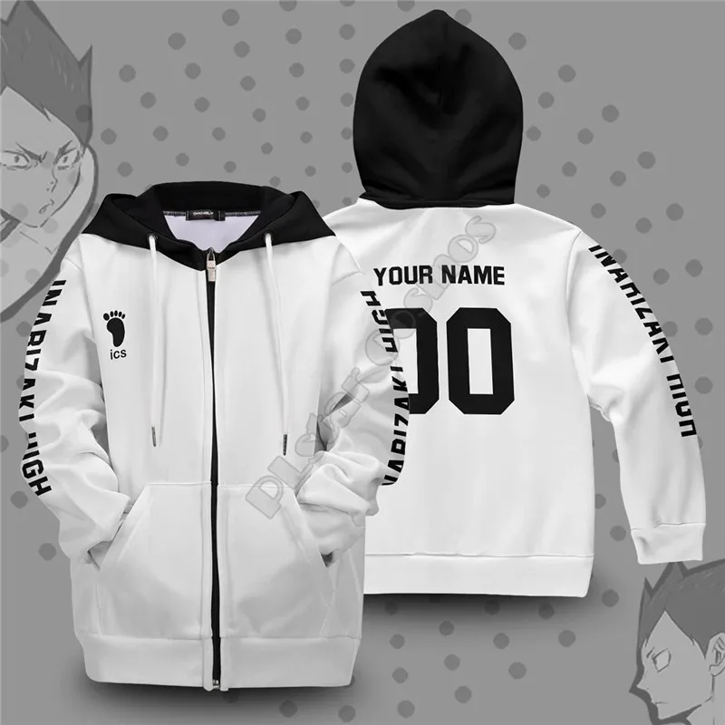 

Custom You Name Haikyuu Inarizaki Ibero Kids Unisex Zipped Hoodies 3D Printed Hoodies Pullover Cosplay Costume Boy for Girl