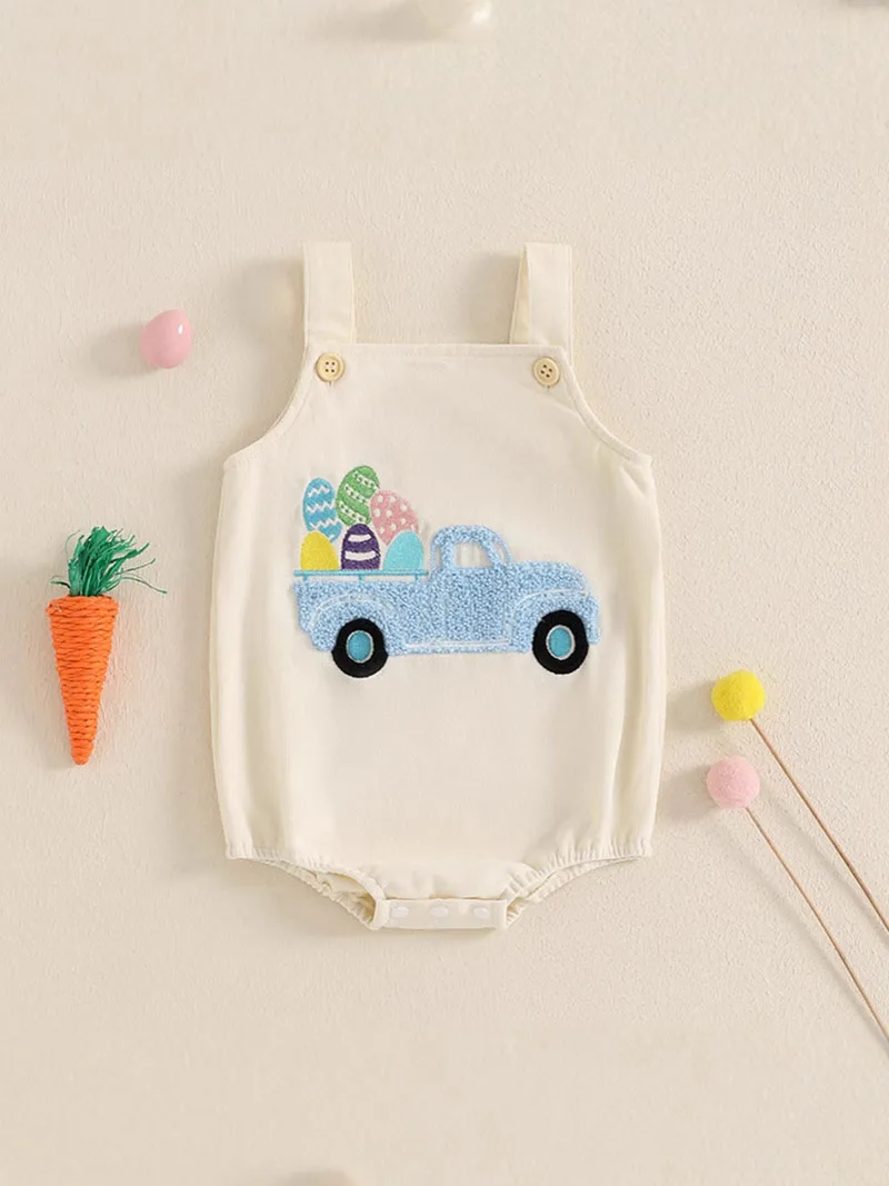 Spring 2025 New Baby Bodysuit 0-18M Cute Cartoon Duck Infant Suspenders Jumpsuit Easter Toddler One Piece Baby Clothing