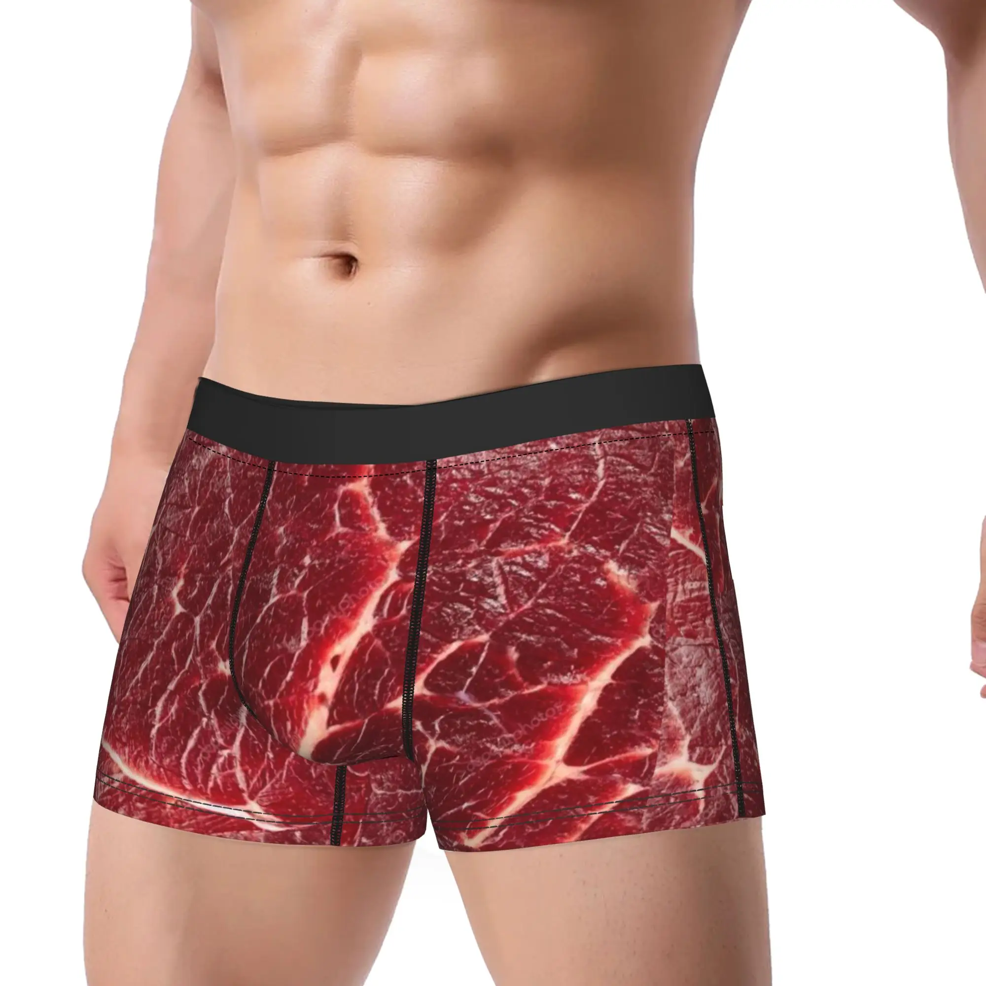 Funny Meat Pattern Beef Boxers Humorous Underwear  Boxer Briefs Gag Gift For Men