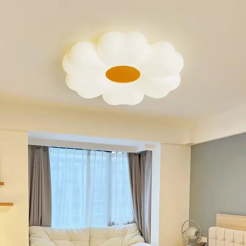 Modern Flower Shape LED Ceiling Light Dimmable Warm White Fixture for Bedroom Living Room Home Decor Lighting Dimmable LED
