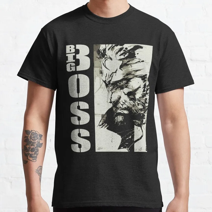 Retro MGS naked snake Big Boss Metal Gear Solid Snake Kojima Video game Printed t-shirt Gifts for MGSV Fan Mens graphic tshirts