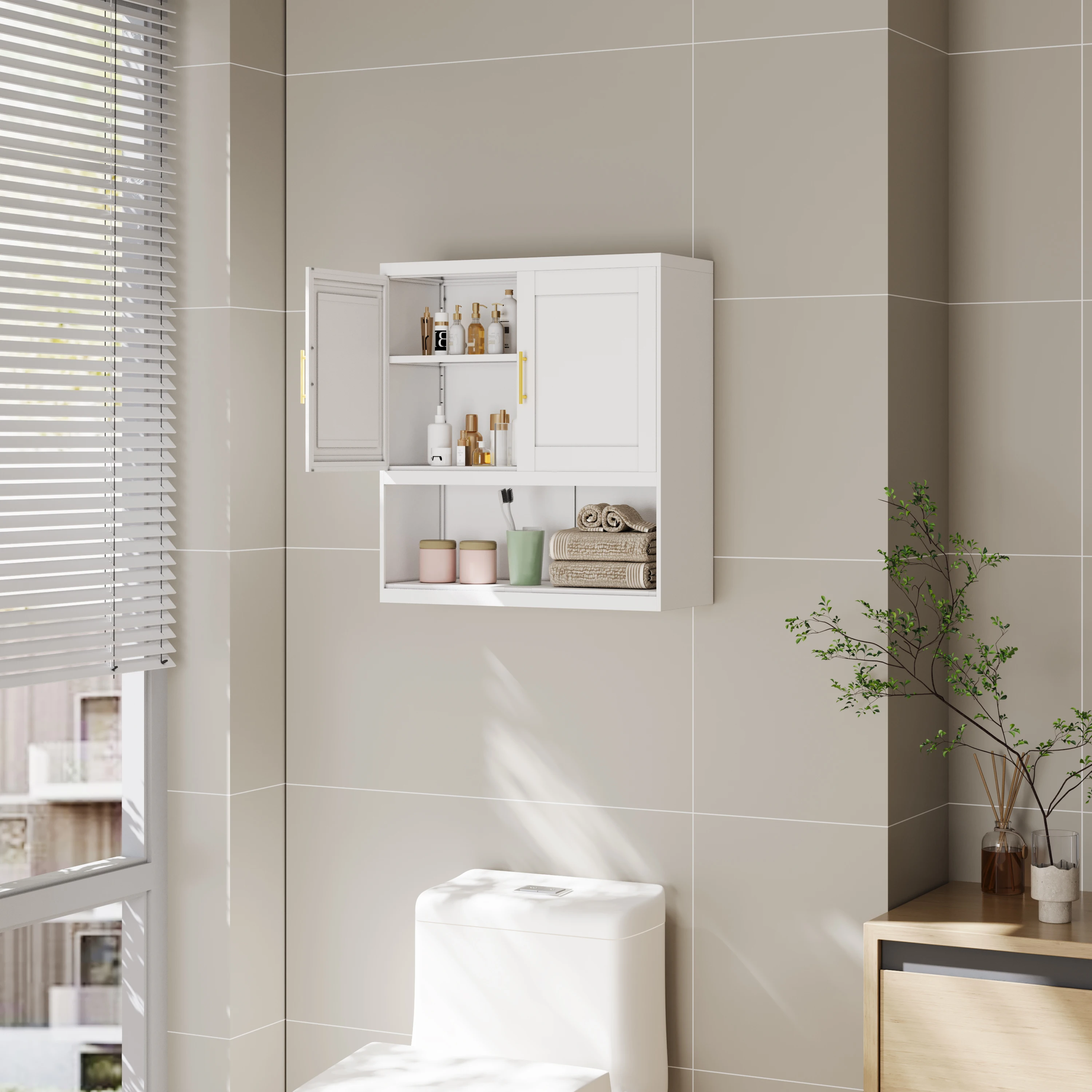 Metal small bathroom wall mounted cabinet, suitable for small space kitchen storage cabinets, garages, and bathrooms