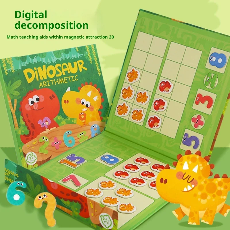 Vroegschoolse wiskunde onderwijs Montessori magnetische dinosaurus rekenboek wiskunde ontleding wiskunde speelgoed puzzel speelgoed
