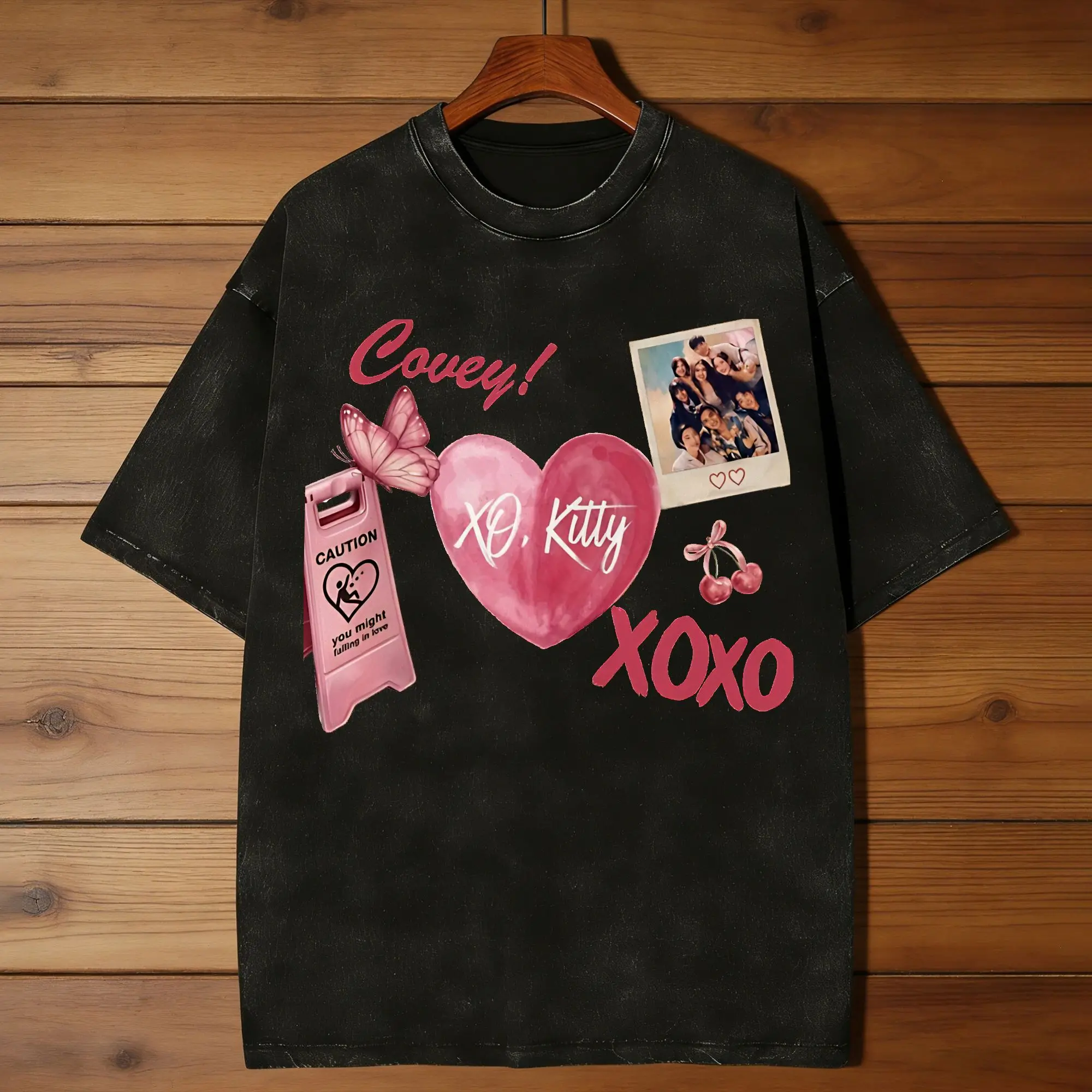 XO Kitty T-Shirts for Men  Vintage Pure Cotton Tee Shirt O Neck Short Sleeve T Shirt Plus Size Clothing
