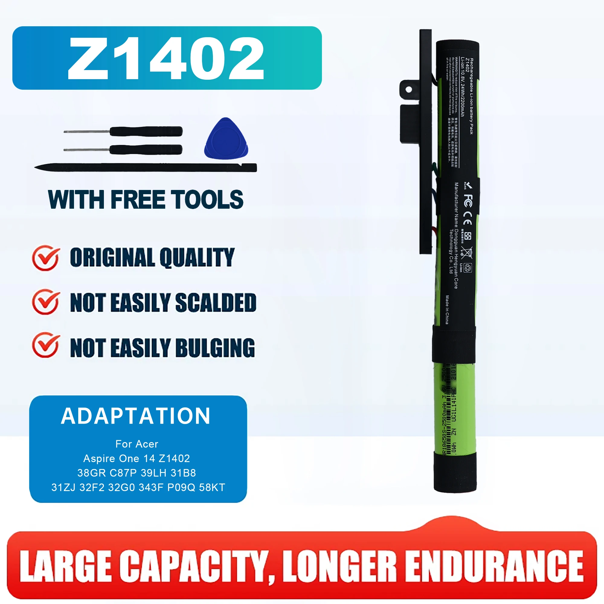 Z1401 Z1402 10.8V 23.76Wh 2200mAh Genuine Original Laptop Battery For Acer Aspire One 18650-00-01-3S1P-0 18650-00-02-04-3S1P-0