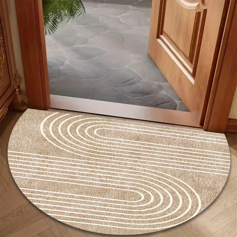 Tapis de bienvenue semi-circulaire style Wabi-Sabi VIKAMA, tapis de sol rayé antidérapant, tapis d'entrée intérieur/extérieur, décoration de la maison