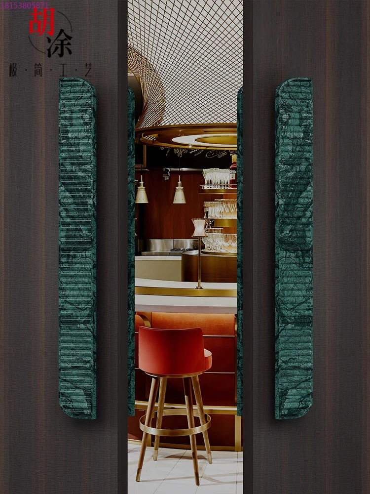 Original and unique design marble real stone solid wood door sliding glass door handle