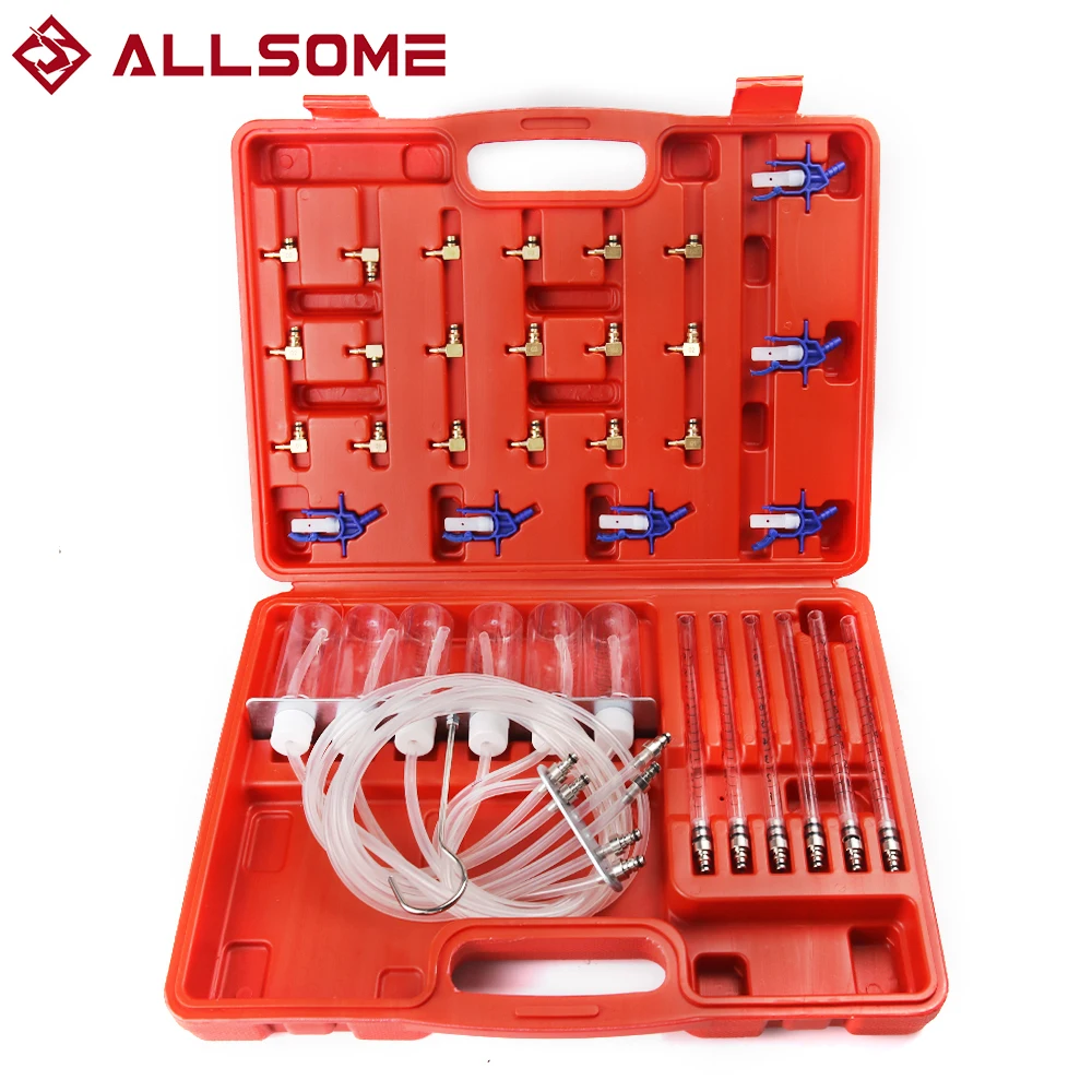 ALLSOME New Diesel Injector Flow Meter Test Kit Common Rail Adaptor Fuel Tester Set YB049