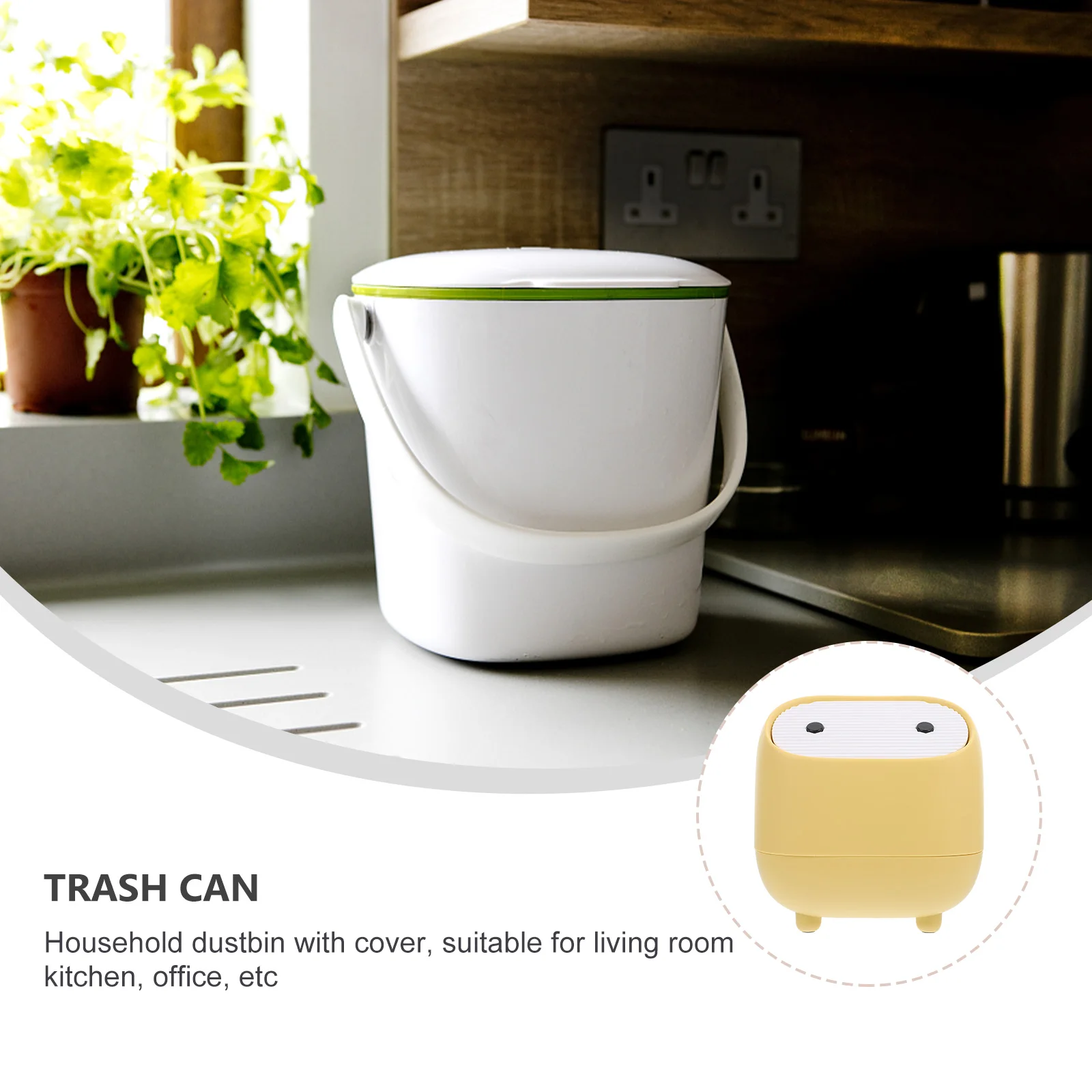 

1pc Press Trash Can Mini Desktop Garbage Bin For Office Home Plastic Waste Container Light Space-Saving Decoration Gift