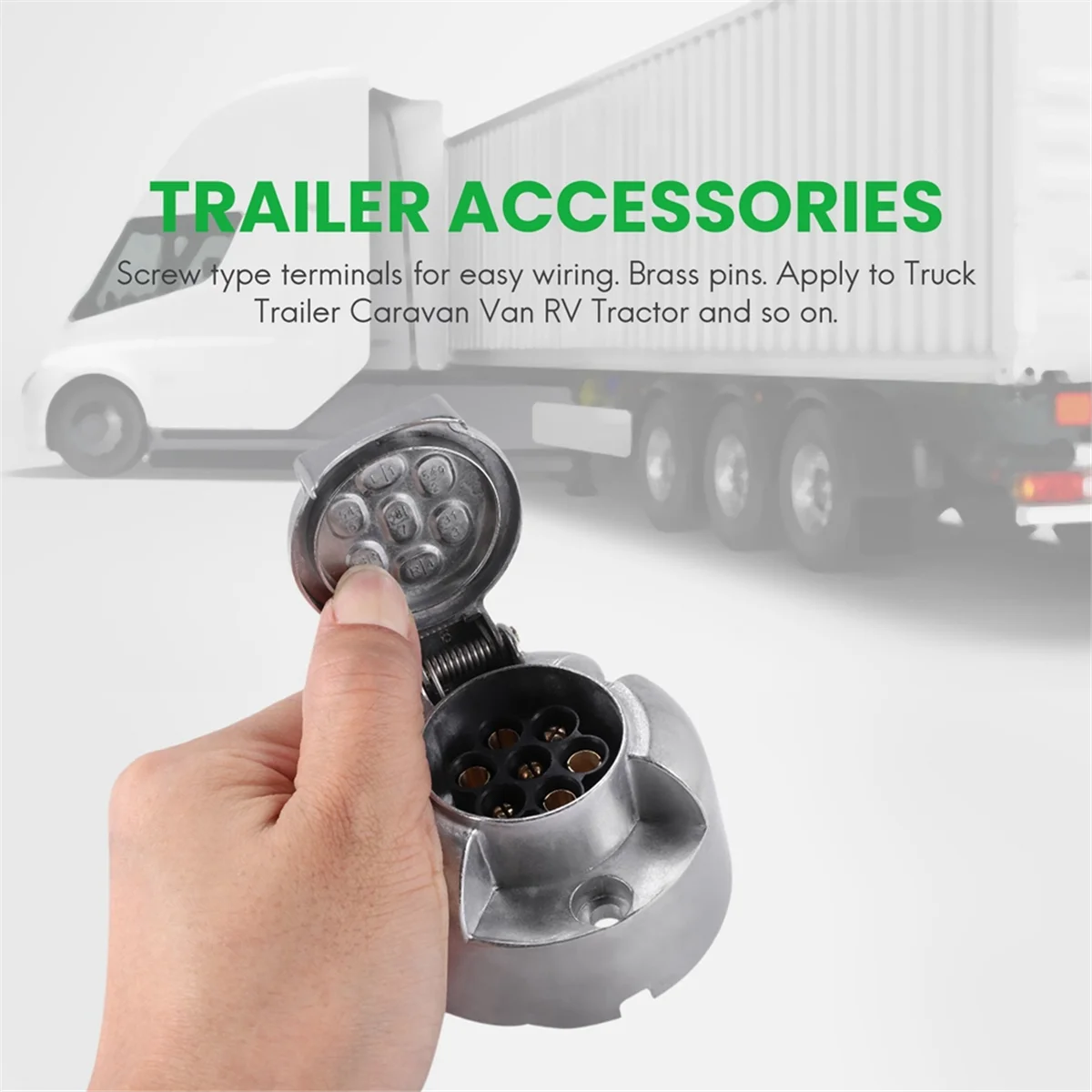 4set Trailer Accessories- 7 Pin Trailer Plug 12V Rv Sockets Towbar Towing 7Pin Metal Trailer Connectors