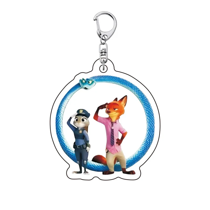 الجديد Zootopia Jodie Nick سلسلة مفاتيح مصنوعة من الأكريليك زوجين المدرسية قلادة وهدية كرتونية لطيفة للبيع في عام 2025 #1