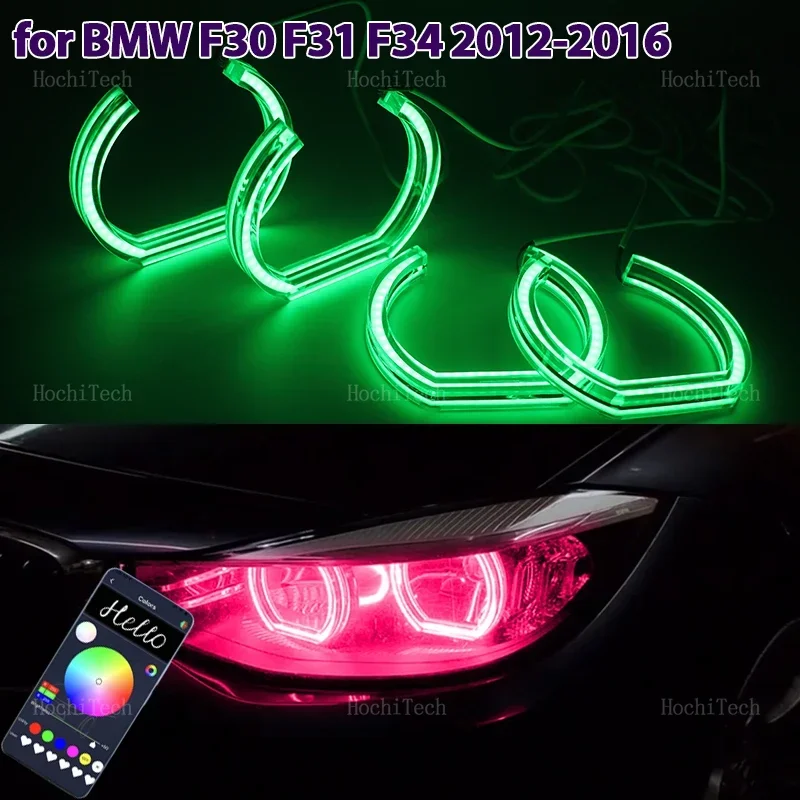 

Кольцо RGB Angel Eyes Phone APP с дистанционным управлением, светодиодные тюнинговые кольца для фар для BMW 3 серии F30 F31 F34 2012 2013 2014 2015 2016
