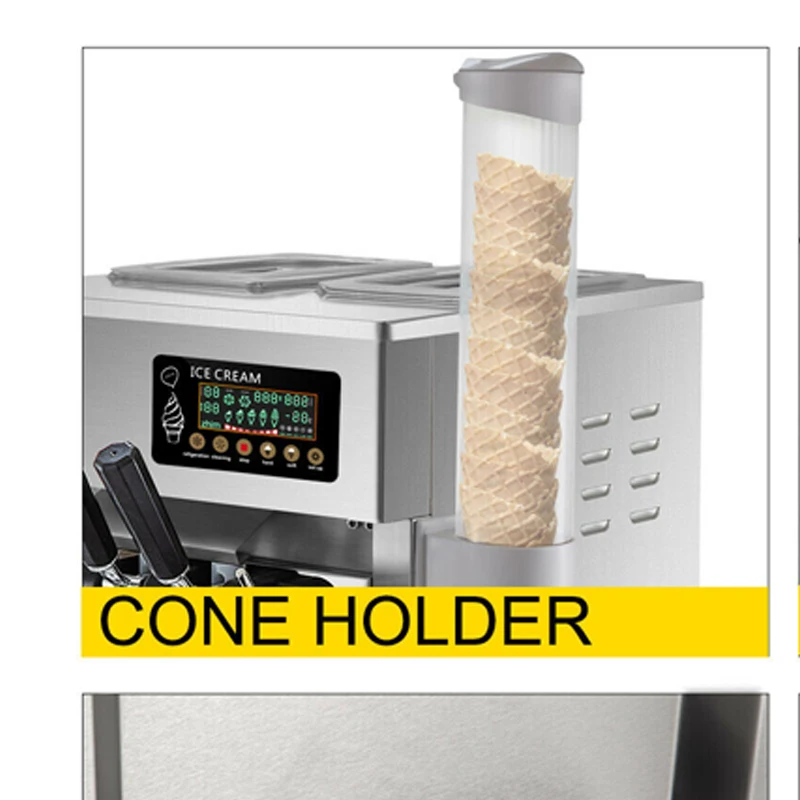 

Роскошный качественный маленький автомат для мороженого 1200 Вт, торговый автомат для сладкого конуса, настольная машина для мягкого мороженого