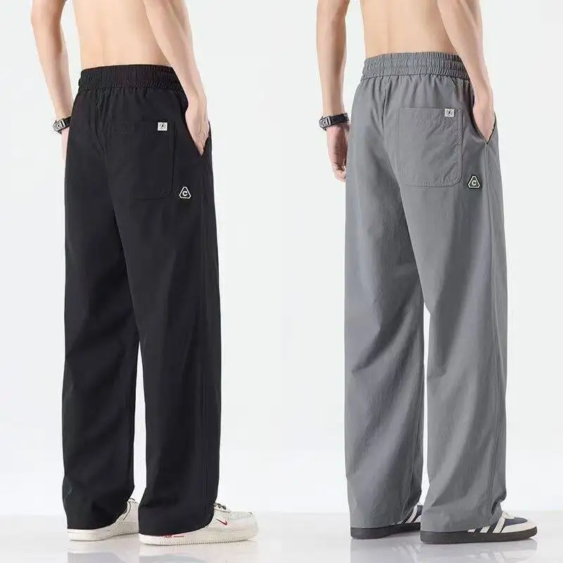 

New 2026 Men's Summer Thin Casual Pants Versatile Straight Leg Cool Feeling Pants Breathable Quick Dry PVC Fabric Straight Tube