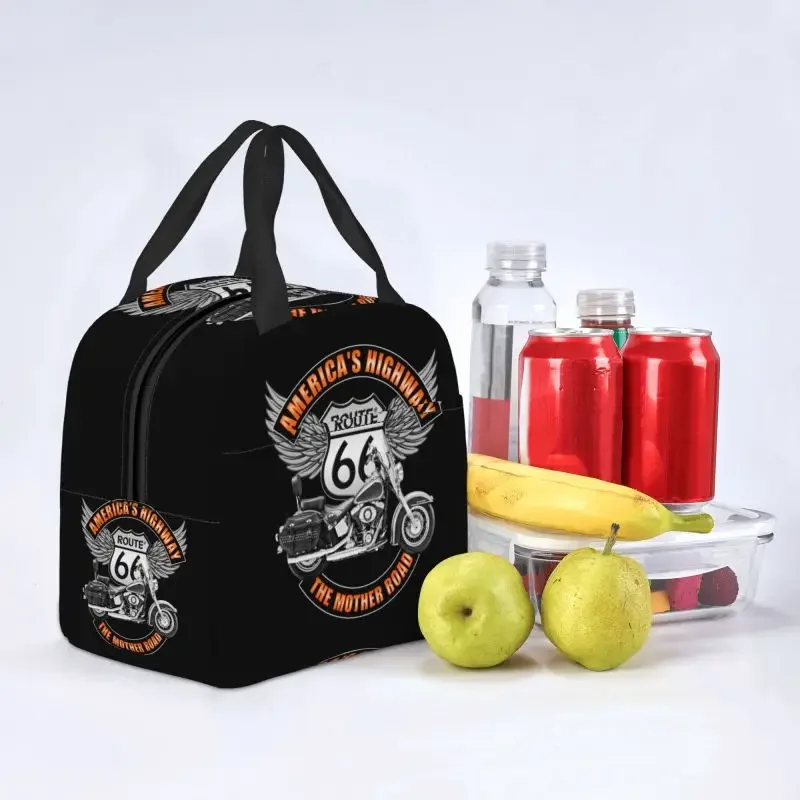 Highway Insulated Lunch Bags for Outdoor Picnic USA Highway Motorbike Portable Cooler Thermal Bento Box Women Children