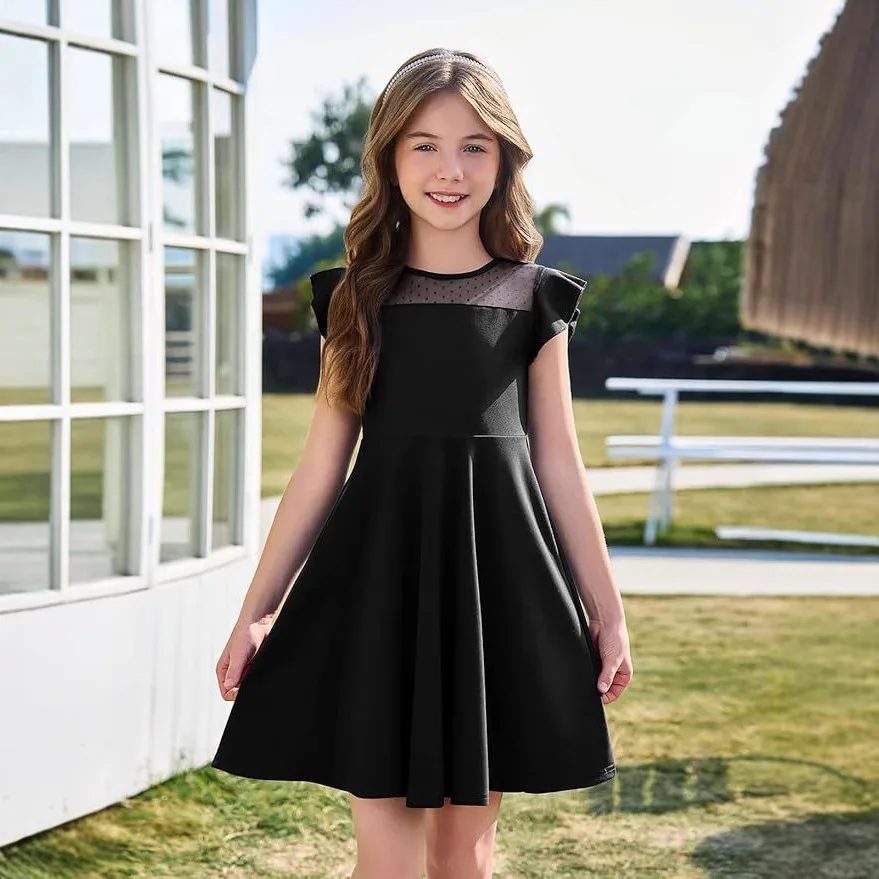 Amazon Girl Dress Mesh Lace Princess Dress Summer Casual Party Dress Group Children's Performance Clothing