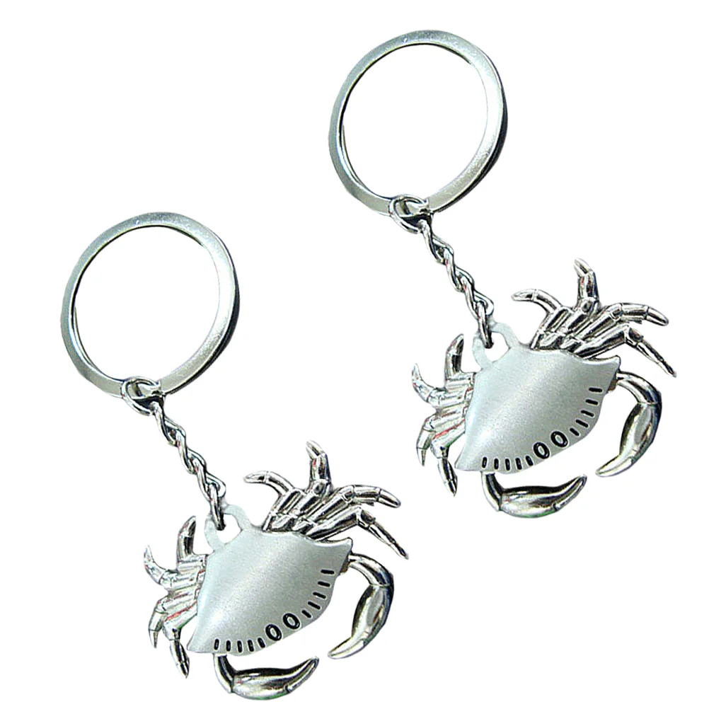  2 Pcs Crab Keychain Stylish Rings Keychains Belts Chic for Men Metal Zinc Alloy