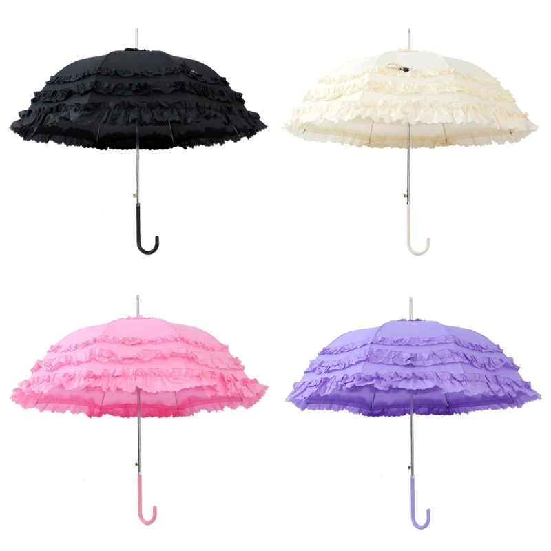 Long Handle Parasol Gothic Lolitas Marriage Large Umbrellas Semiautomatic Dropship