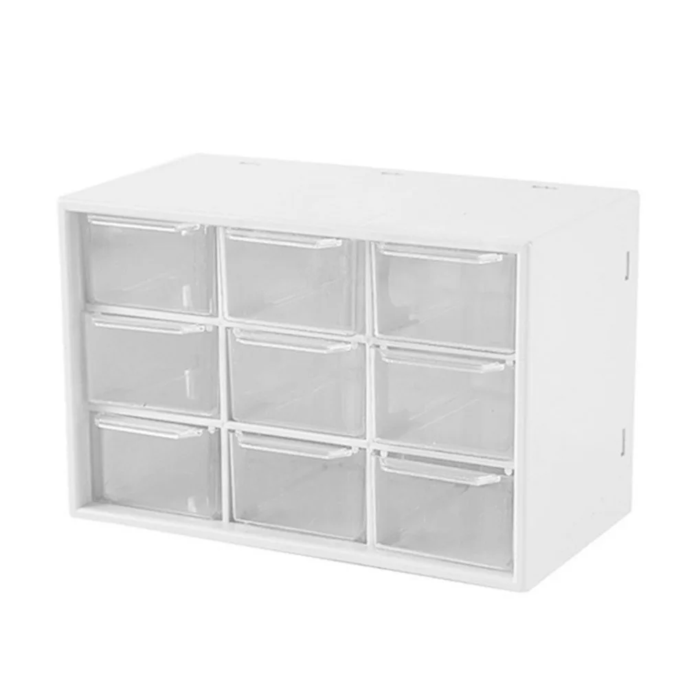 

Office Supplies Nine Square Grid Desktop Organizers Plastic White Drawer Organizer Dustproof Storage Case Office Use