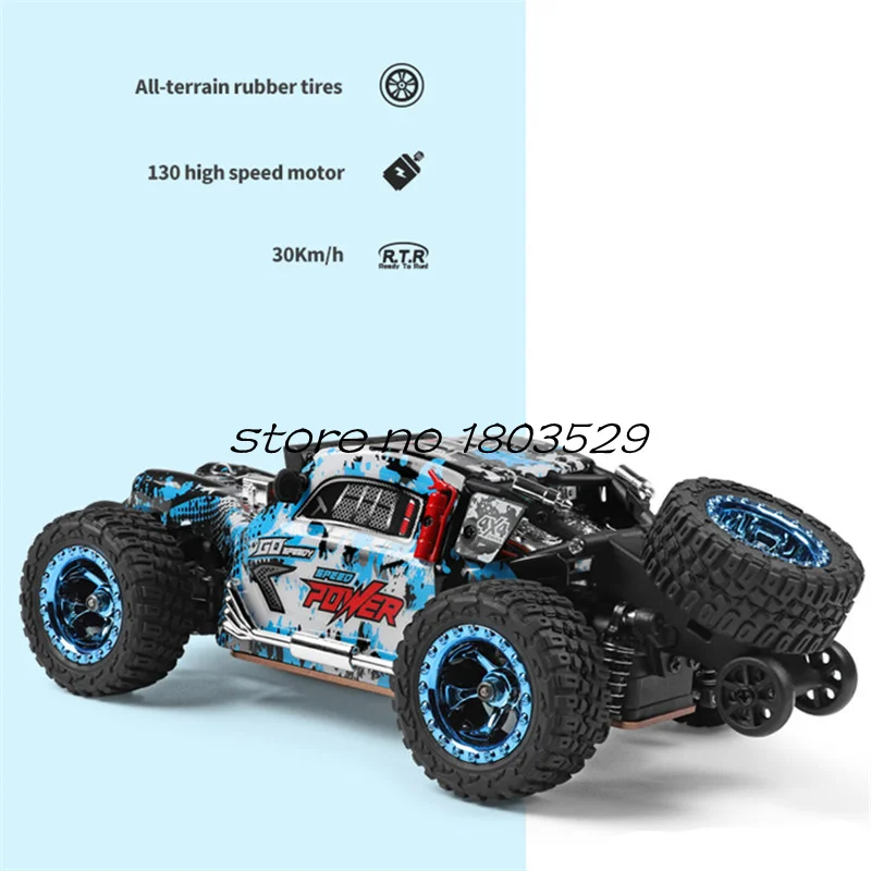 1:28 Full Simulation Design Remote Control Car 4WD Metal Chassis All Terrain Rubber Tires LED Searchlight High Speed RC Car Toy