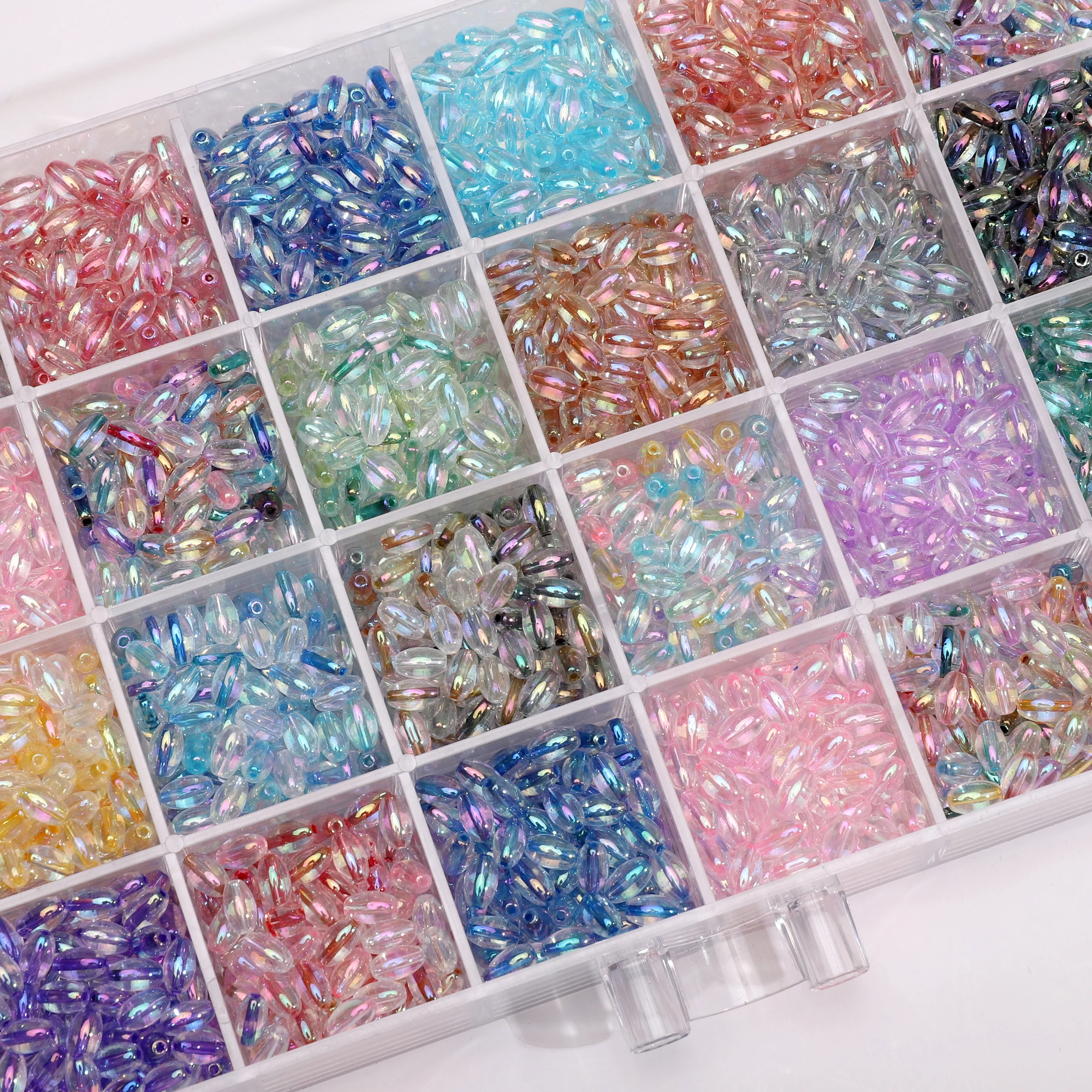 50 Stück 4 x 7 mm ovale Glas-Kernperlen, lose Distanzperlen für DIY handgefertigten Schmuck, Telefonkette, Bastelbedarf, Zubehör