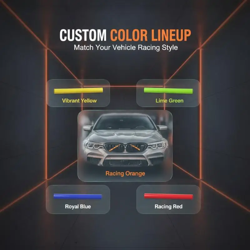 2Pcs Universal Multicolor Car Front Grille Trim Strips Waterproof Easy Installation Perfect For Exterior Styling