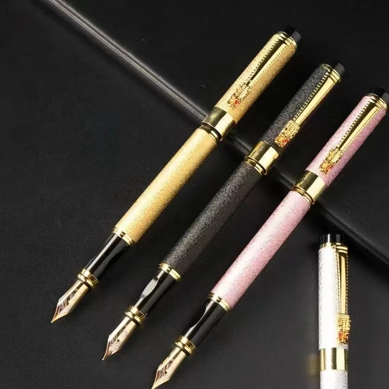 1PCS Engraving Custom Dragon Pen Luxury Office Supply School Kit Fountain Ink High Quality Personalized Black Metal Gift Set
