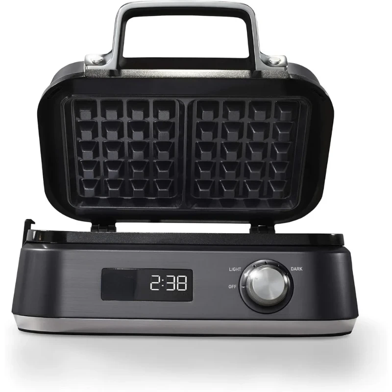 

Waffle Maker with LED Display Timer and Ceramic Cooking Plates, Makes 2 Waffles, Dark Stainless Steel