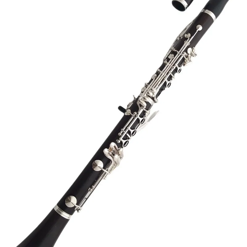Clarinet Instrument in B-flat Tuning Ebony Black Tube with Silver-plated Keys Suitable for Beginners Professional Band