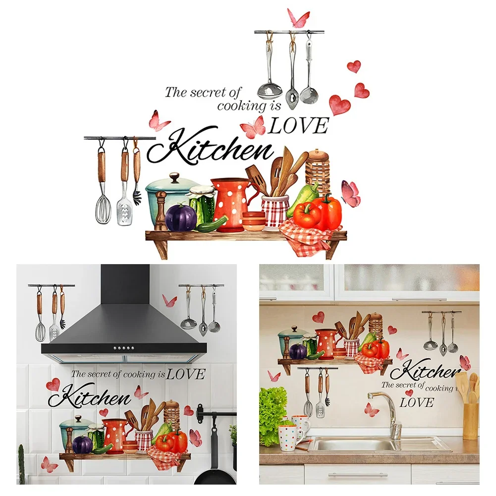 Cook Utensils Decals Kitchen Wall Stickers Restaurant Decor PVC As Shown Easy To Apply Removable Versatile Use