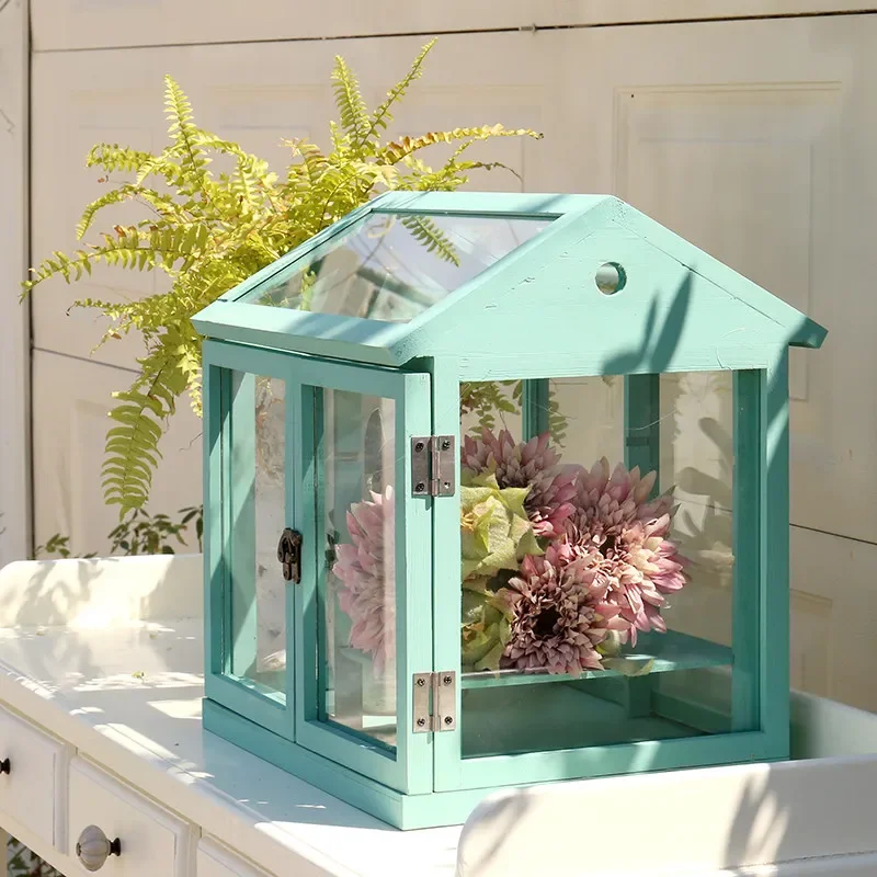wooden glass flower room  stand flower table   vessel frostproof flower plant warming cute decoration