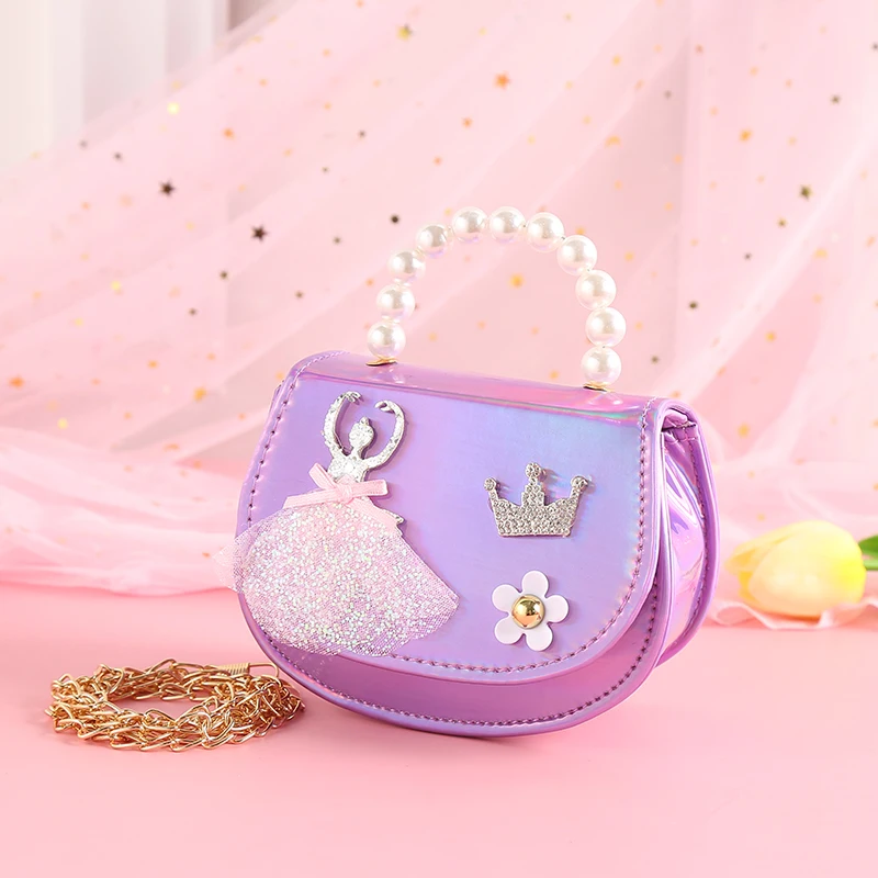 

Japanese Cute Shiny Round Dancing LIttle Girl Princess Children's Bag Shoulder Diagonal Suitcase Bag