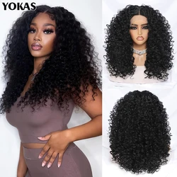 20 Inch Curly Synthetic Lace Front Wig For Africen Women Black T Part Blonde Curly Lace Frontal Wig For Afro Female