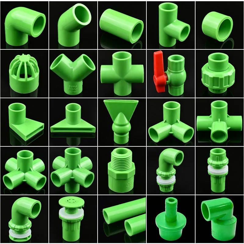 20~50MM Green PVC Water Supply Pipe Fittings Direct Elbow 3-way Connector Ball Valve For DIY Aquarium Fish Tank Discharge Joint
